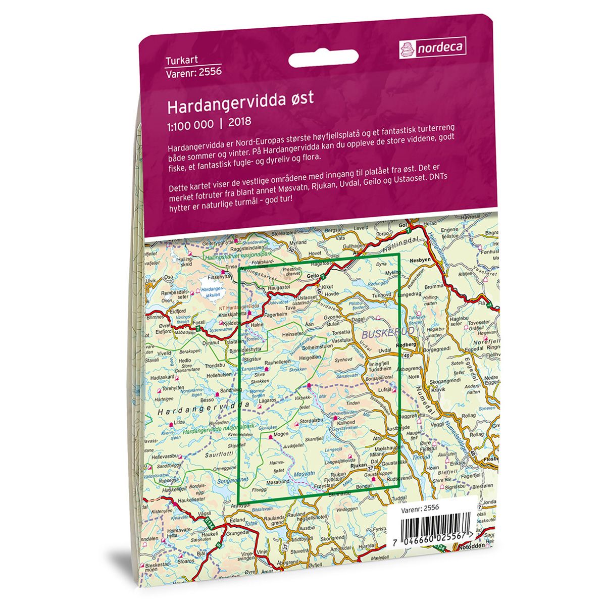 HARDANGERVIDDA ØST 1:100 000