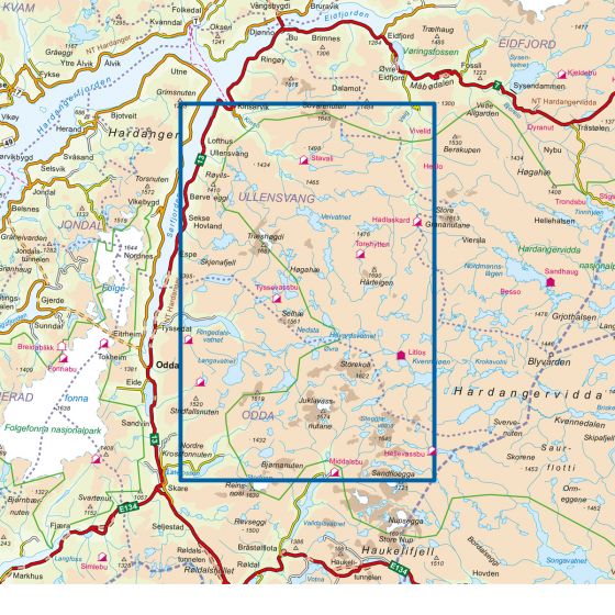 HARDANGERVIDDA VEST 1:50 000