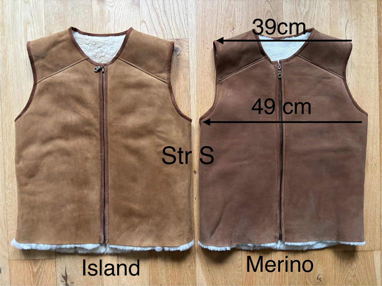 Saueskinn vest, laget i Norge. Unisex