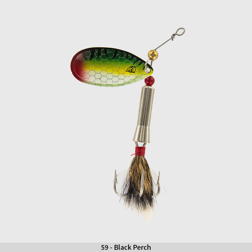 Notangle Spinner, Black Perch/Brass Back