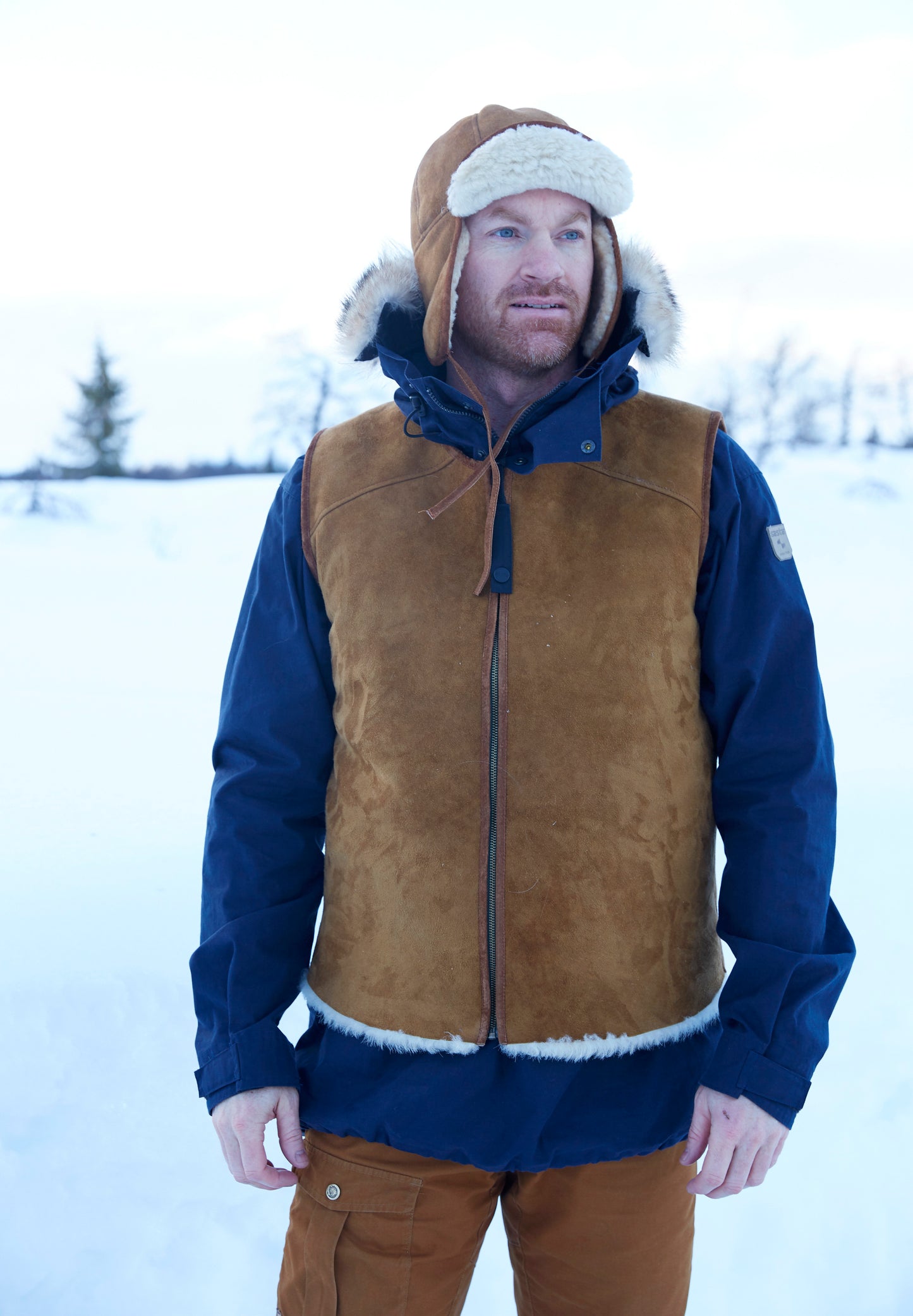 Saueskinn vest, laget i Norge. Unisex